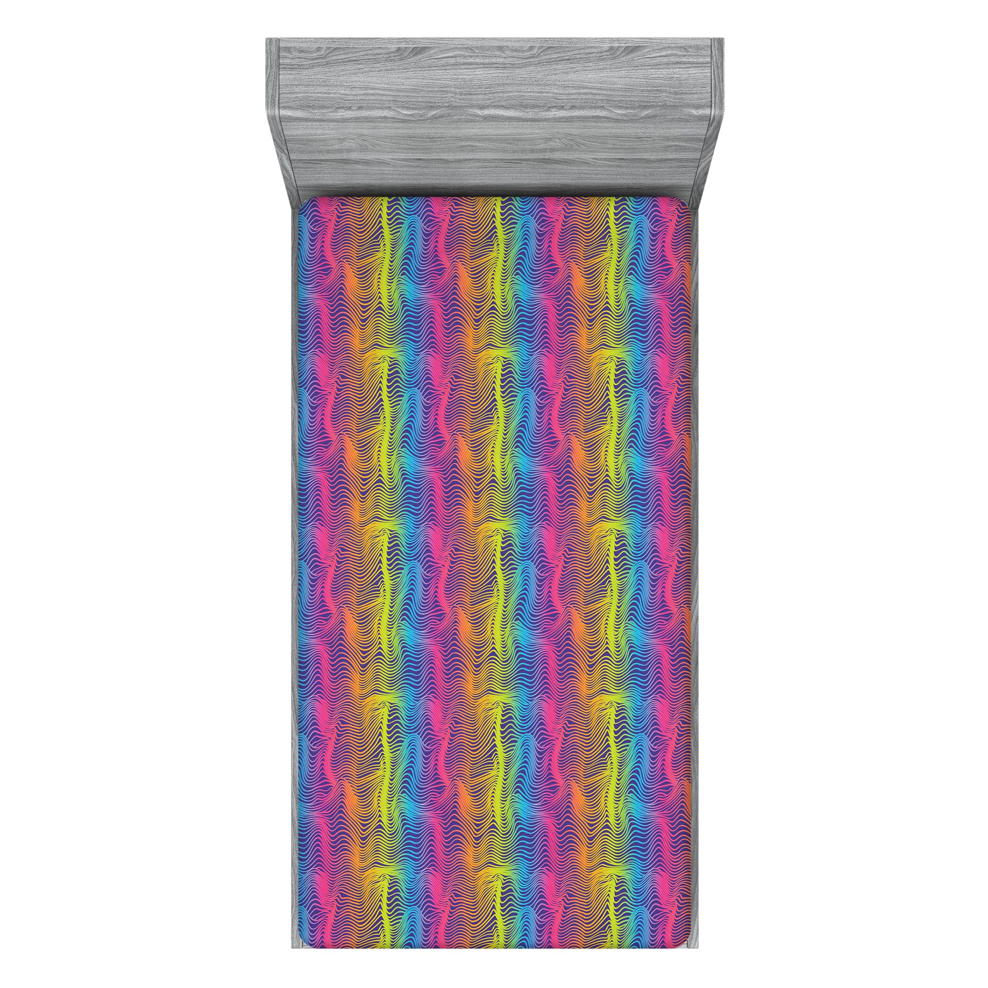 Abakuhaus Натяжні простирадла Soft Dekorativer Stoff Bettwäsche Rund-um Elastischer Gummizug, Bunt Moderne Regenbogen-Töne Waves