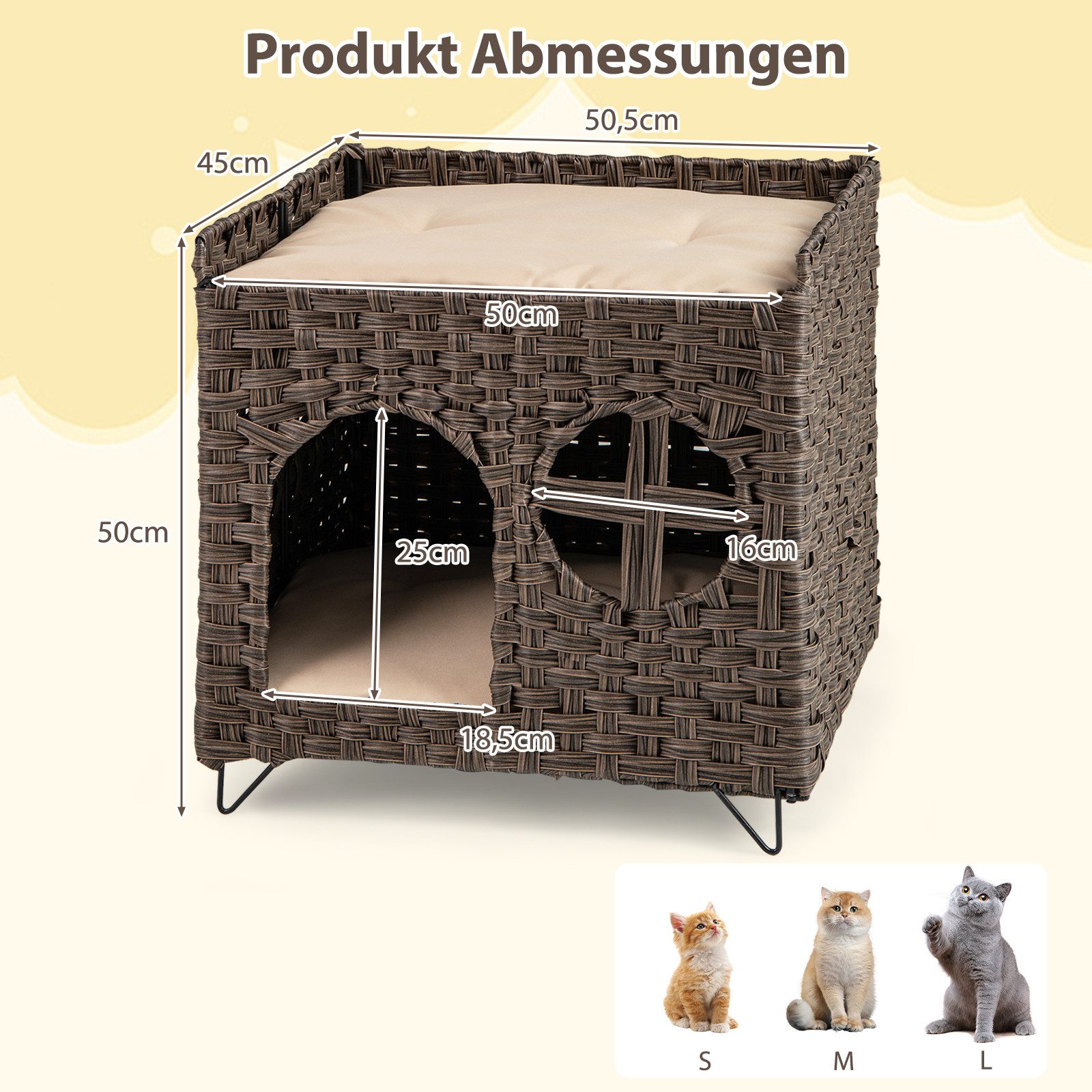 COSTWAY Tierhaus, Katzenhaus, Klappbar, 2 Etagen Katzenbett