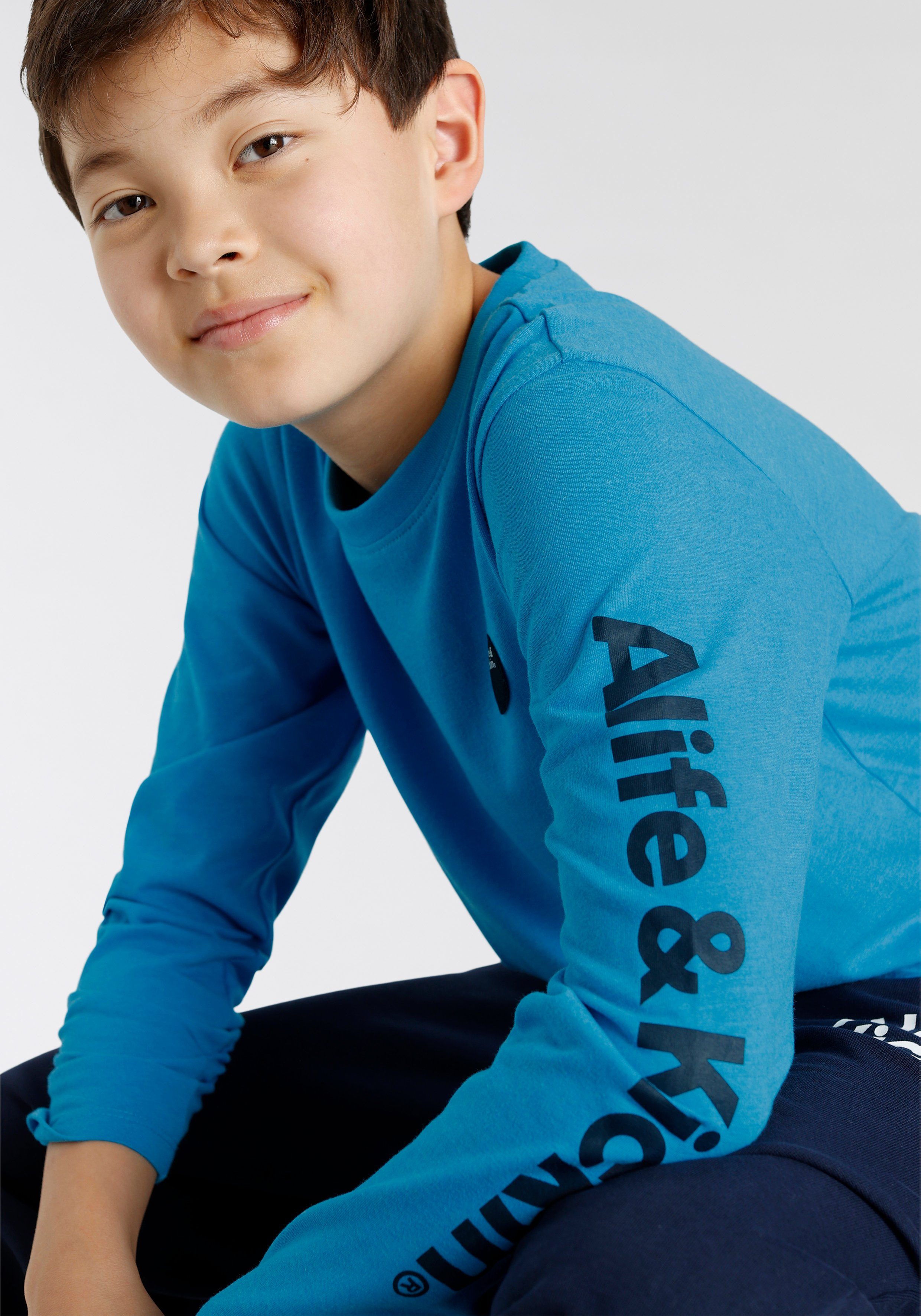 Alife & Kickin Logo-Print Langarmshirt melierter Qualität in