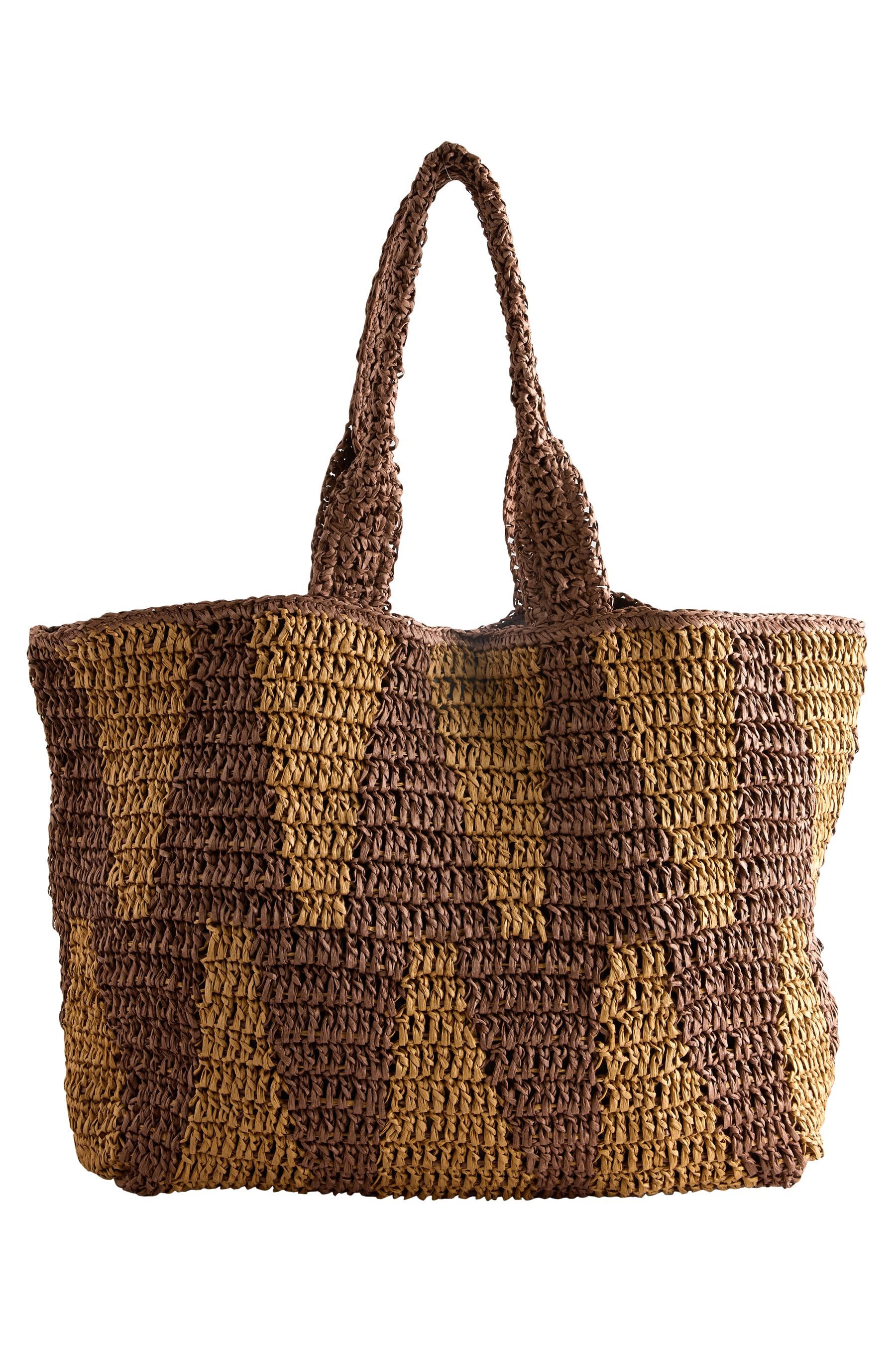 Schultertasche Schultertasche mit Raffiaeffekt