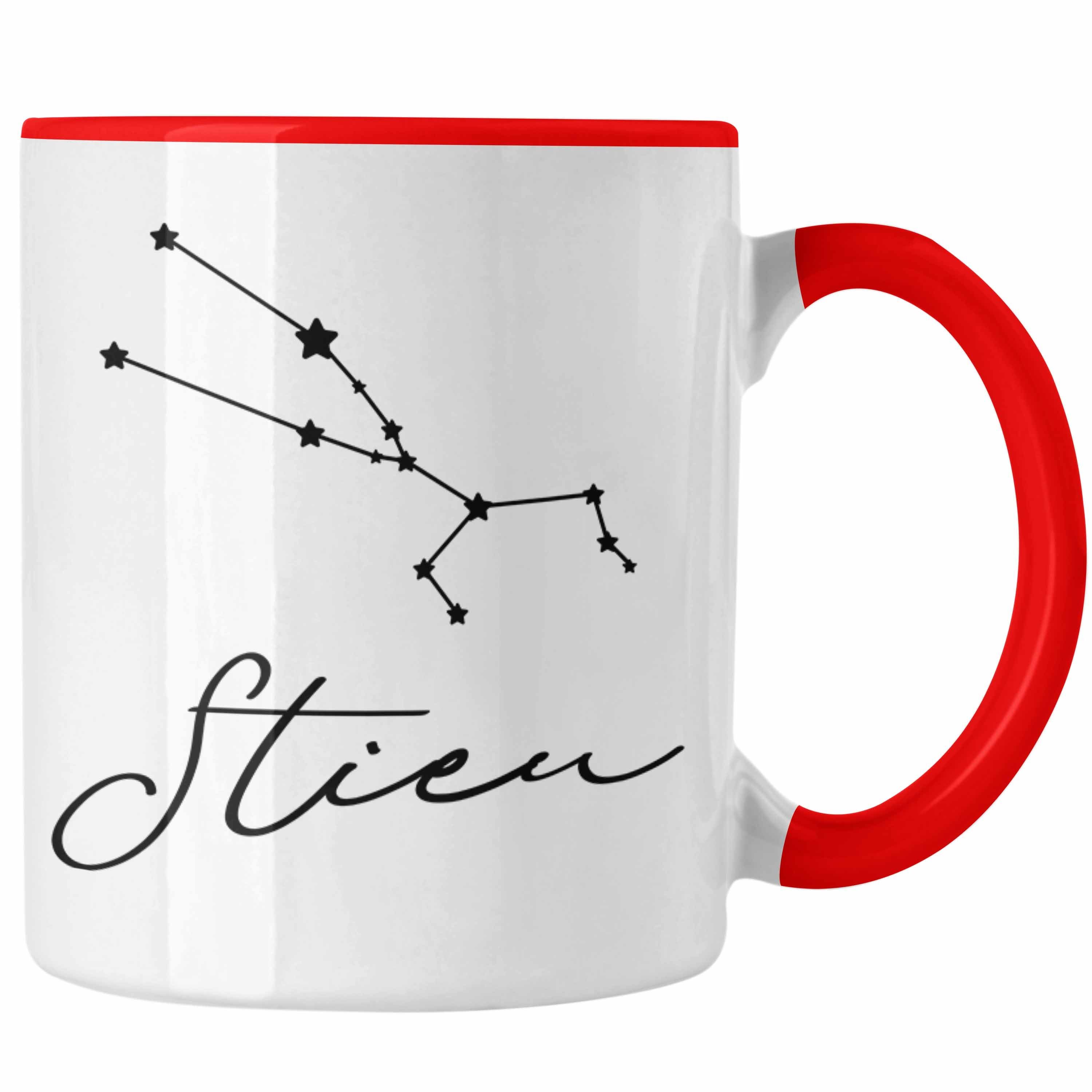 Tierkreiszeichen Stier Sternzeichen Tasse Trendation Trendation - Geschenk Horoskop Rot Tasse