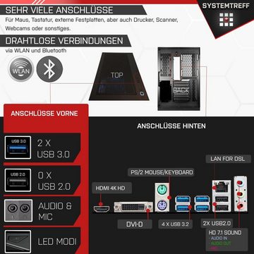 SYSTEMTREFF Basic Gaming-PC (AMD Ryzen 5 4500, GeForce GTX 1650, 16 GB RAM, 512 GB SSD, Wasserkühlung, Windows 11, WLAN)