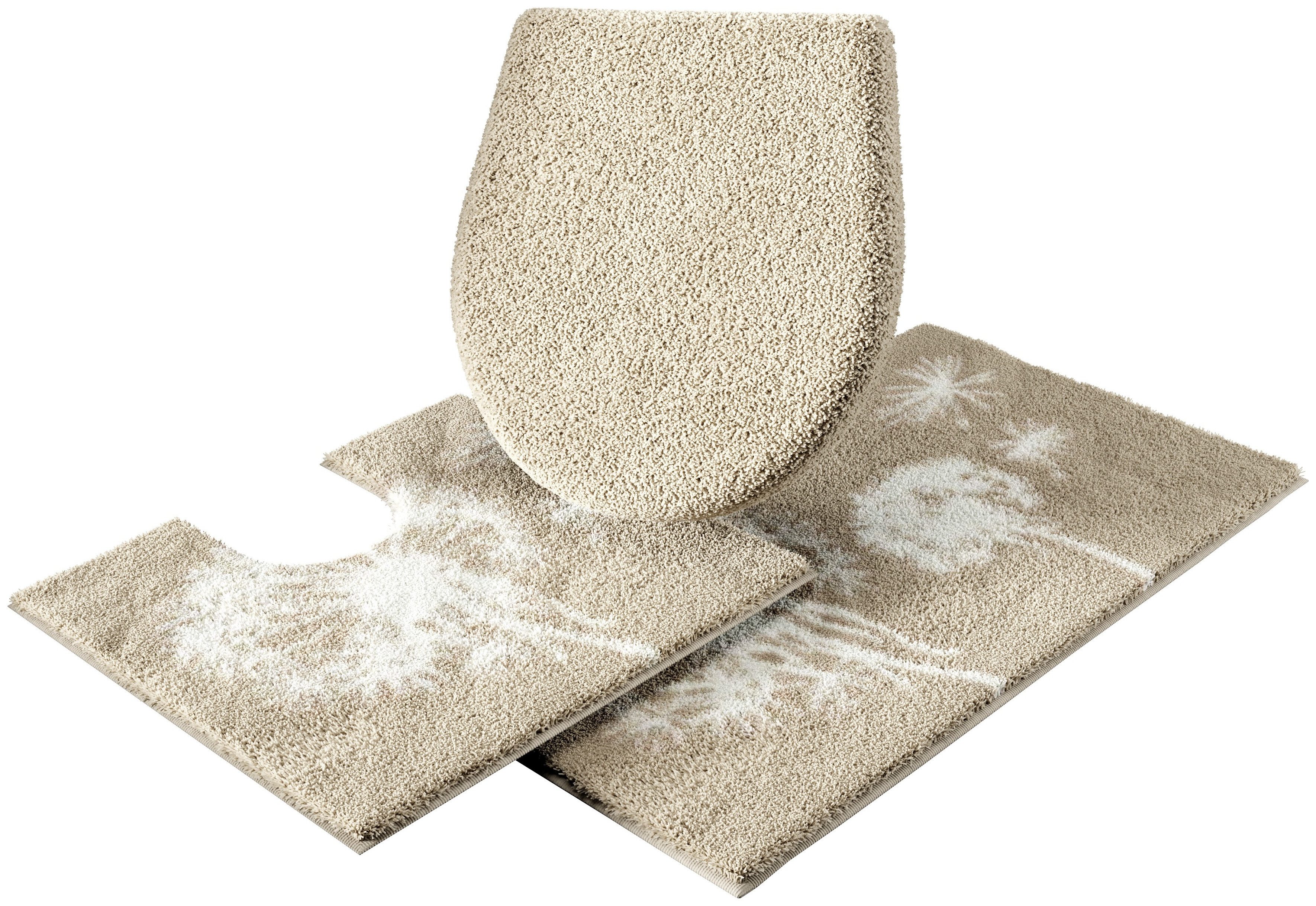 Grund Badematte Pusteblume, Badvorleger, Badezimmer Teppich, sehr weich, Höhe 20 mm, rutschhemmend beschichtet, fußbodenheizungsgeeignet, schnell trocknend, Polyacryl, 2-tlg. Stand-WC Set, weiche Haptik, auch als 2-teiliges Set erhältlich, Made in Europe