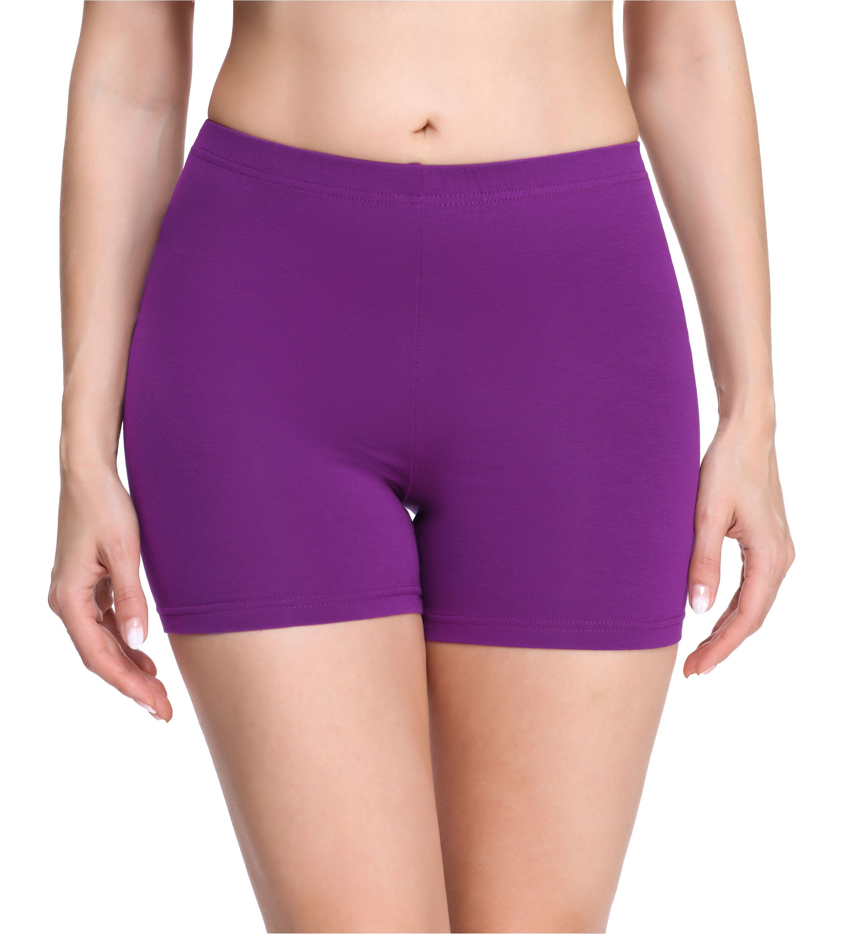 Hotpants MS10-283 Radlerhose Shorts Damen Merry Style elastischer Leggings (1-tlg) Bund Unterhose Purpur Boxershorts