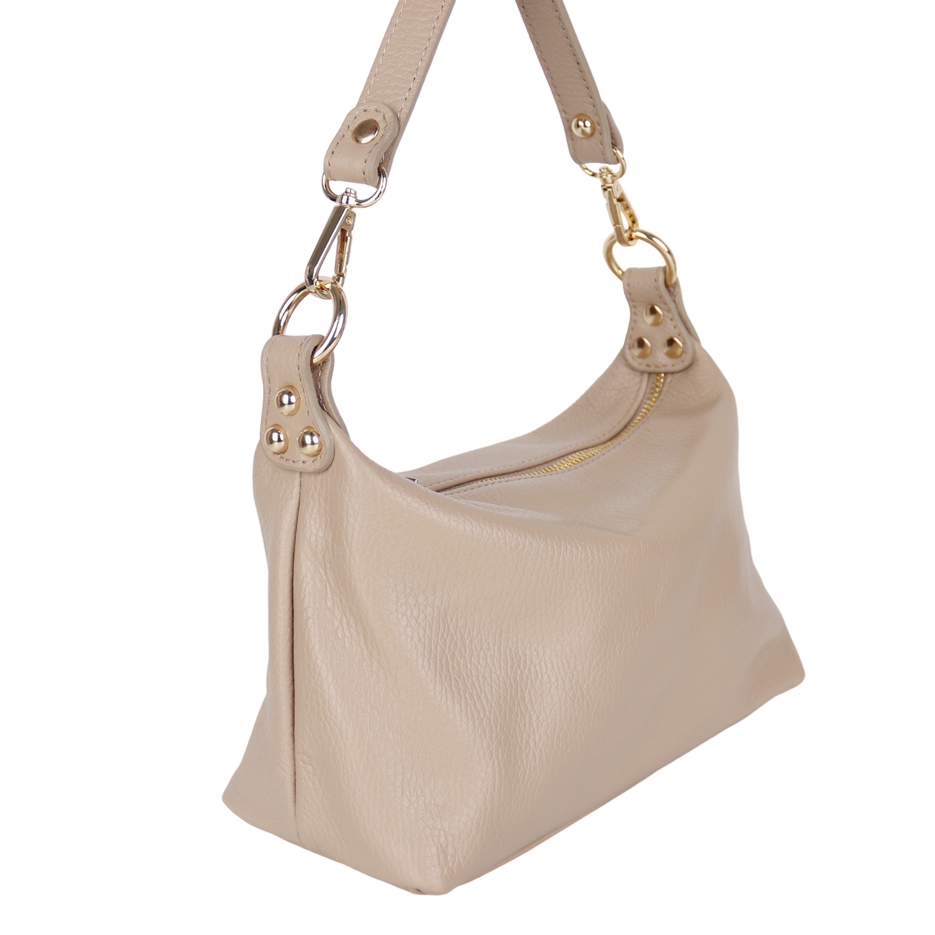 MIRROSI Schultertasche Damen Achseltasche Umhängetasche Echtleder, Made in Italy