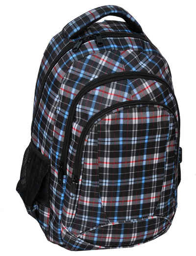 PASO Rucksack Schulrucksack kariert