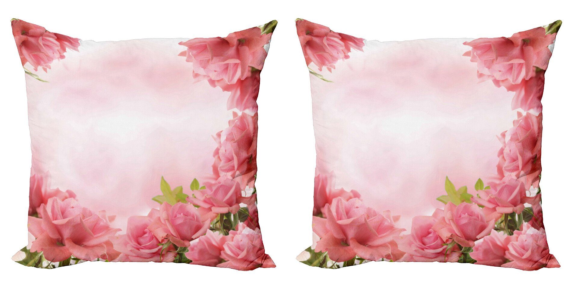 Braut Stück), Abakuhaus Digitaldruck, Modern Doppelseitiger Romantische Rosen (2 Valentine Accent Kissenbezüge