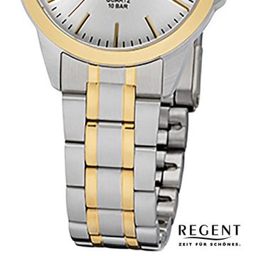 Regent Quarzuhr Regent Damen-Armbanduhr silber gold Analog, Damen Armbanduhr rund, klein (ca. 29mm), Edelstahlarmband