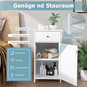 KOMFOTTEU Badkommode Badschrank, mit Schublade & Tür, 43 × 34 × 77 cm, weiß