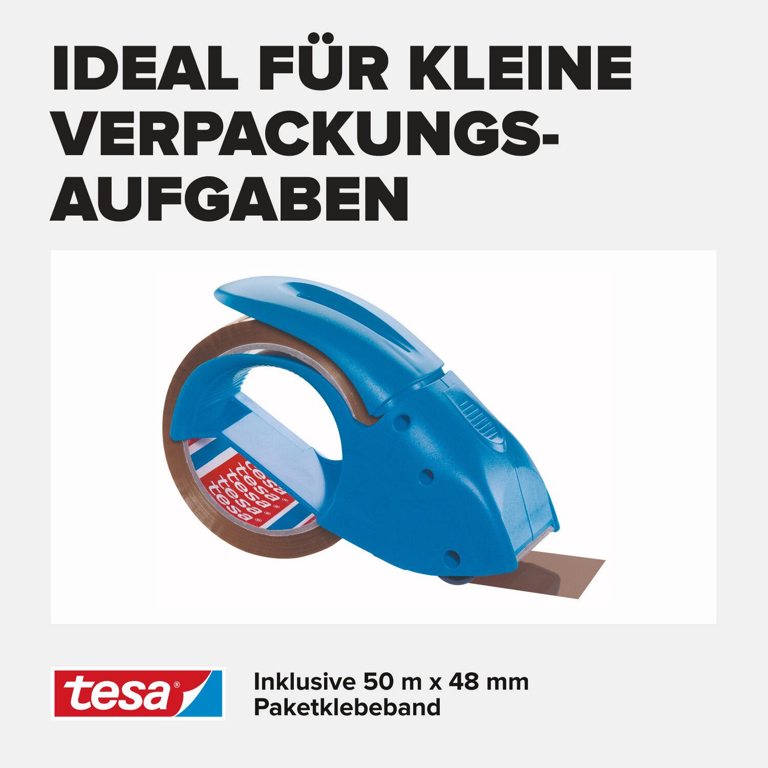 tesa Klebeband tesapack Abroller (Packung, 1-St) Packbandabroller für sicheres Verpacken - für Packband bis 48 mm