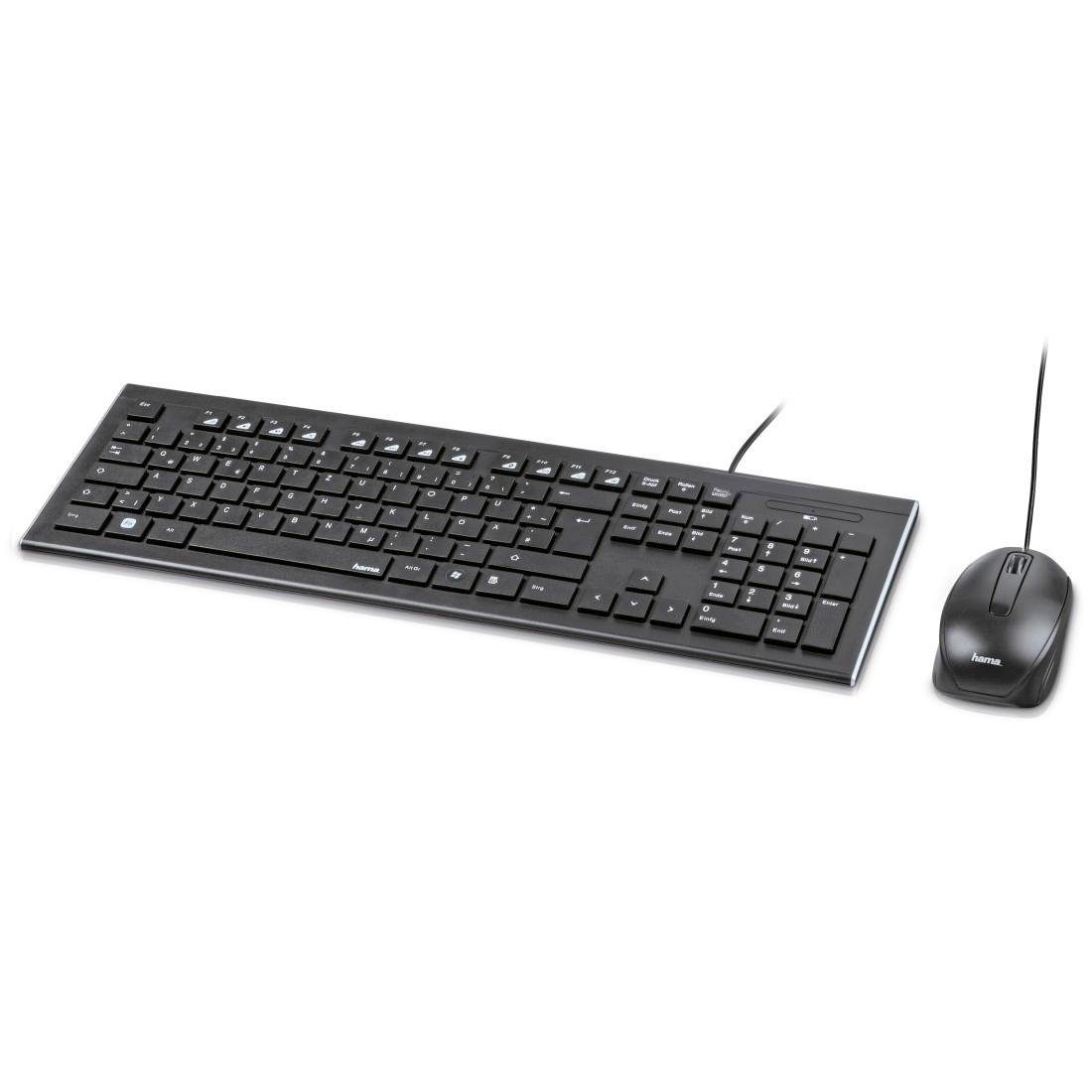 und kabelgebunden Schwarz Tastatur- Maus-Set Cortino Tastatur-/Maus-Set Hama USB-A-Stecker