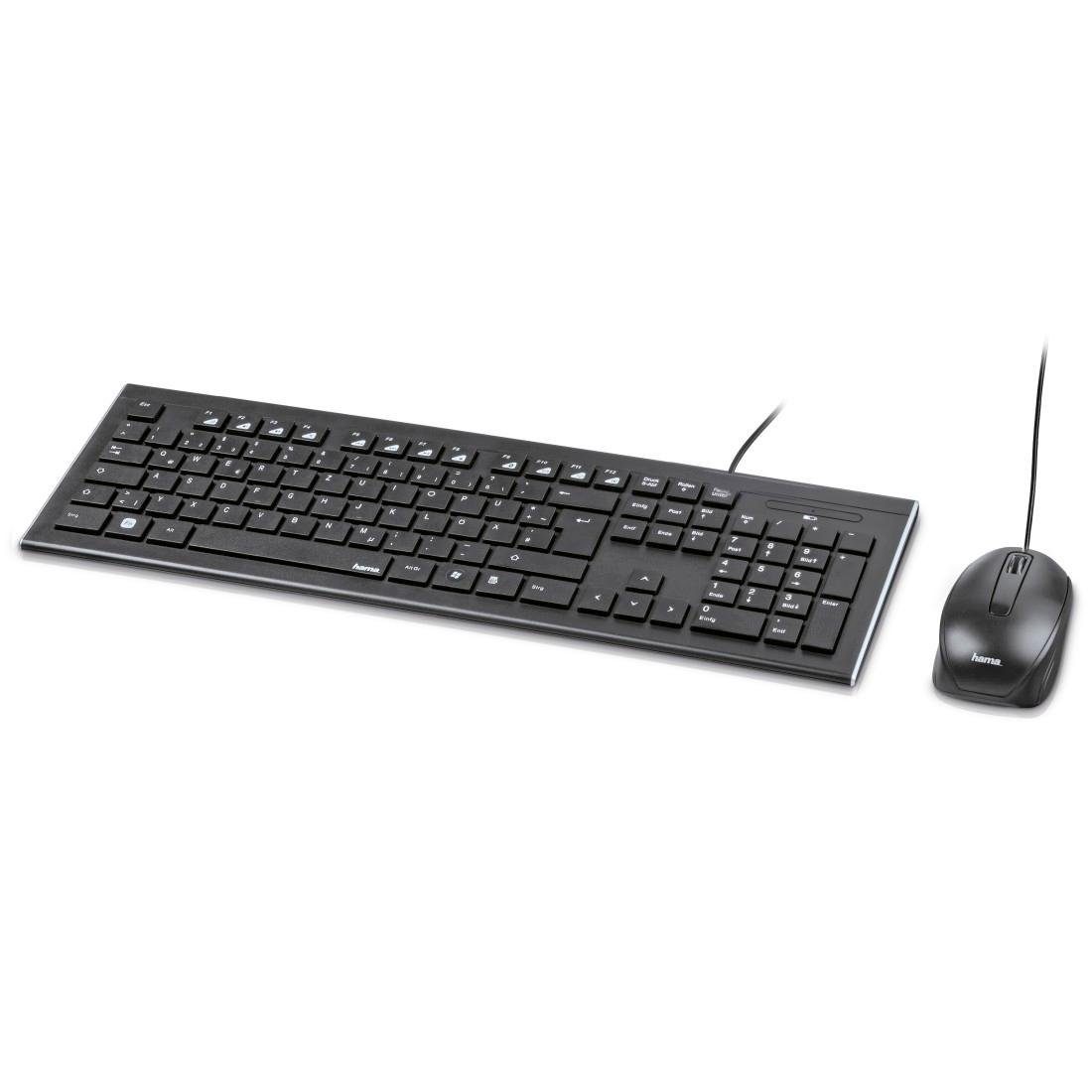 Hama Tastatur-/Maus-Set Cortino kabelgebunden Schwarz USB-A-Stecker Tastatur-  und Maus-Set, Stylisches Tastatur-/Maus-Set für sämtliche Aufgaben des  Computeralltags | Tastatur-Sets
