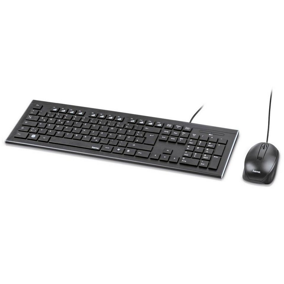 Hama Tastatur-/Maus-Set Cortino kabelgebunden Schwarz USB-A-Stecker Tastatur-  und Maus-Set, Stylisches Tastatur-/Maus-Set für sämtliche Aufgaben des  Computeralltags
