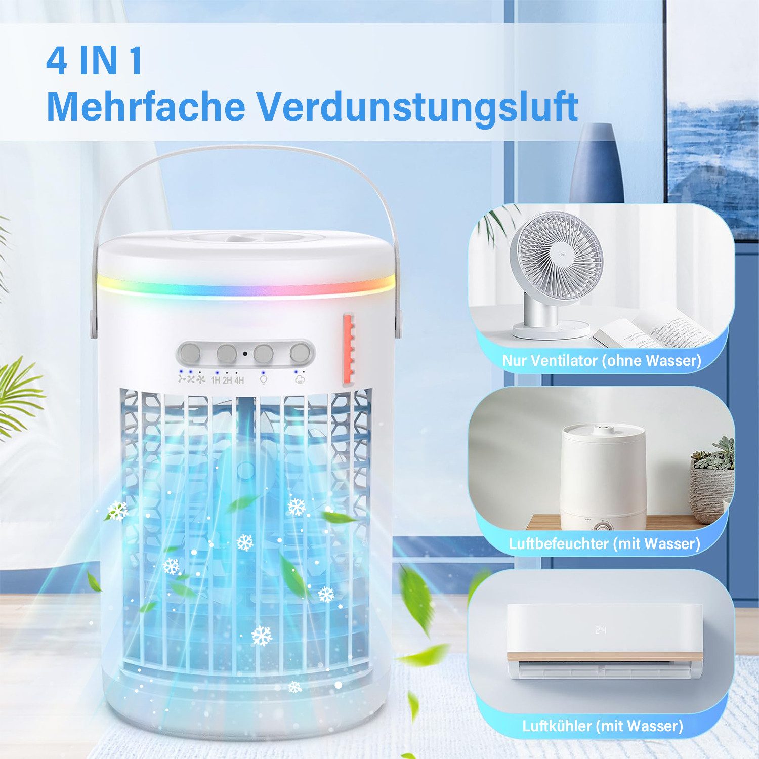 RWEUOQ Ventilatorkombigerät Tragbarer Luftkühler Klimaanlage Luftbefeuchter günstig online kaufen