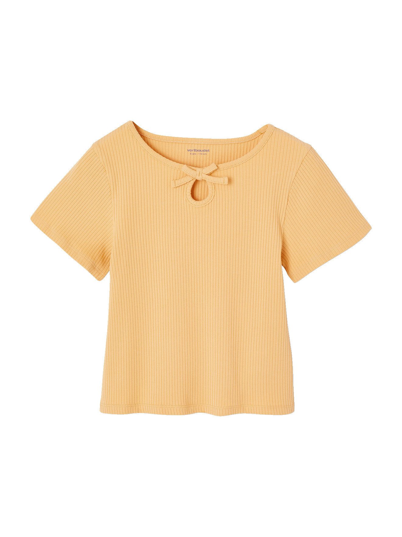 vertbaudet Kurzarmshirt T?Shirt Mädchen mit Zierschleife am Hals