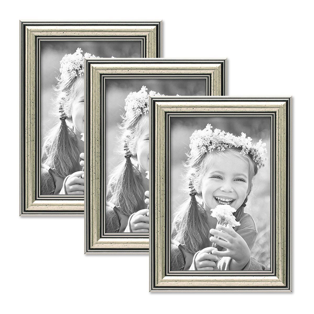 PHOTOLINI Рамки 3er Set Kunststoff-Rahmen im eleganten Barock-Stil