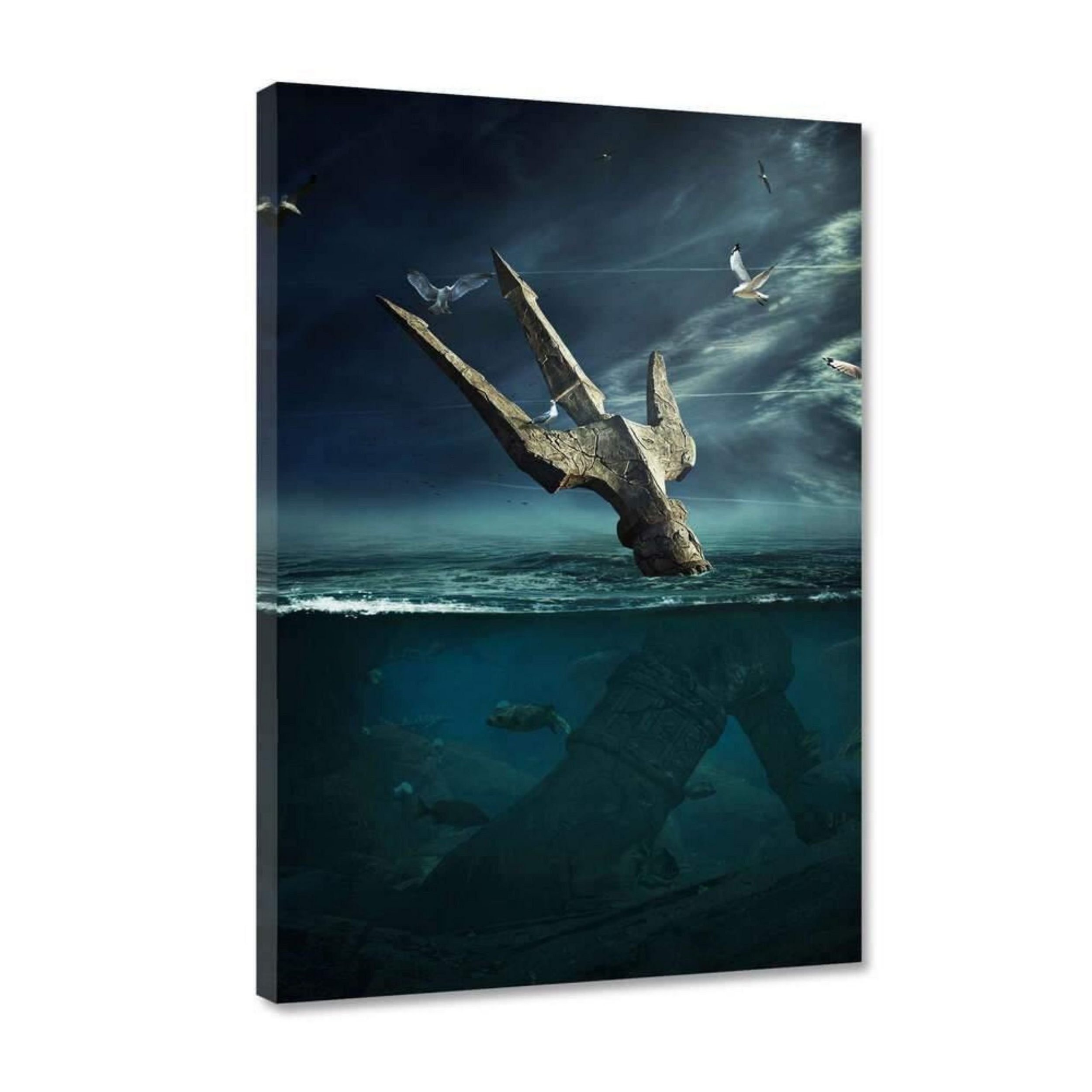 Hustling Sharks Leinwandbild Premium Kunstdruck als XXL Leinwandbild "Last Hope Poseidon" - außergewöhnliches Meeresbild, in 5 unterschiedlichen Größen verfügbar
