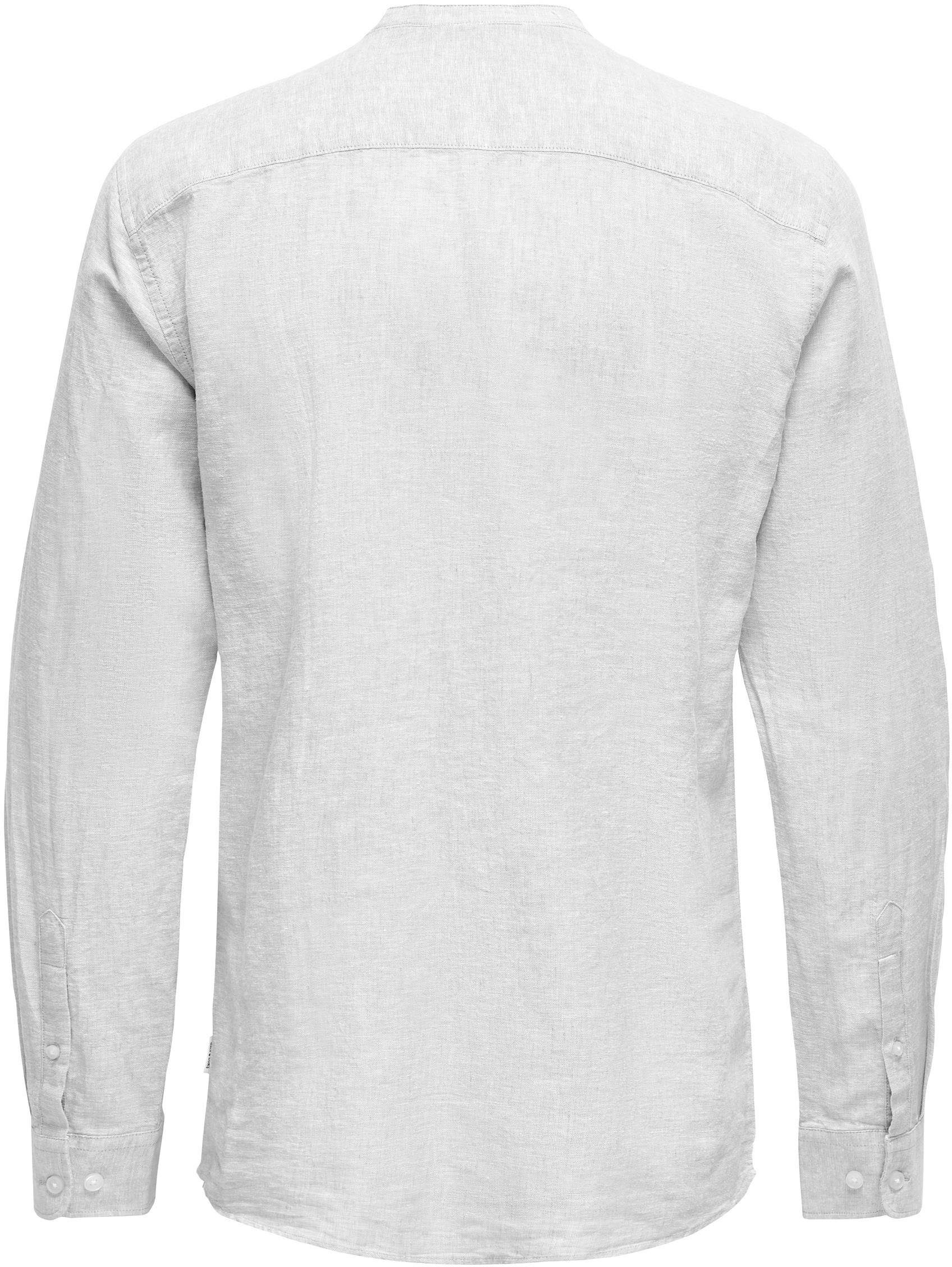 ONLY & SONS Langarmhemd ONSCAIDEN LS SOLID LINEN MAO SHIRT NOOS Baumwolle mit Leinen, slim fit