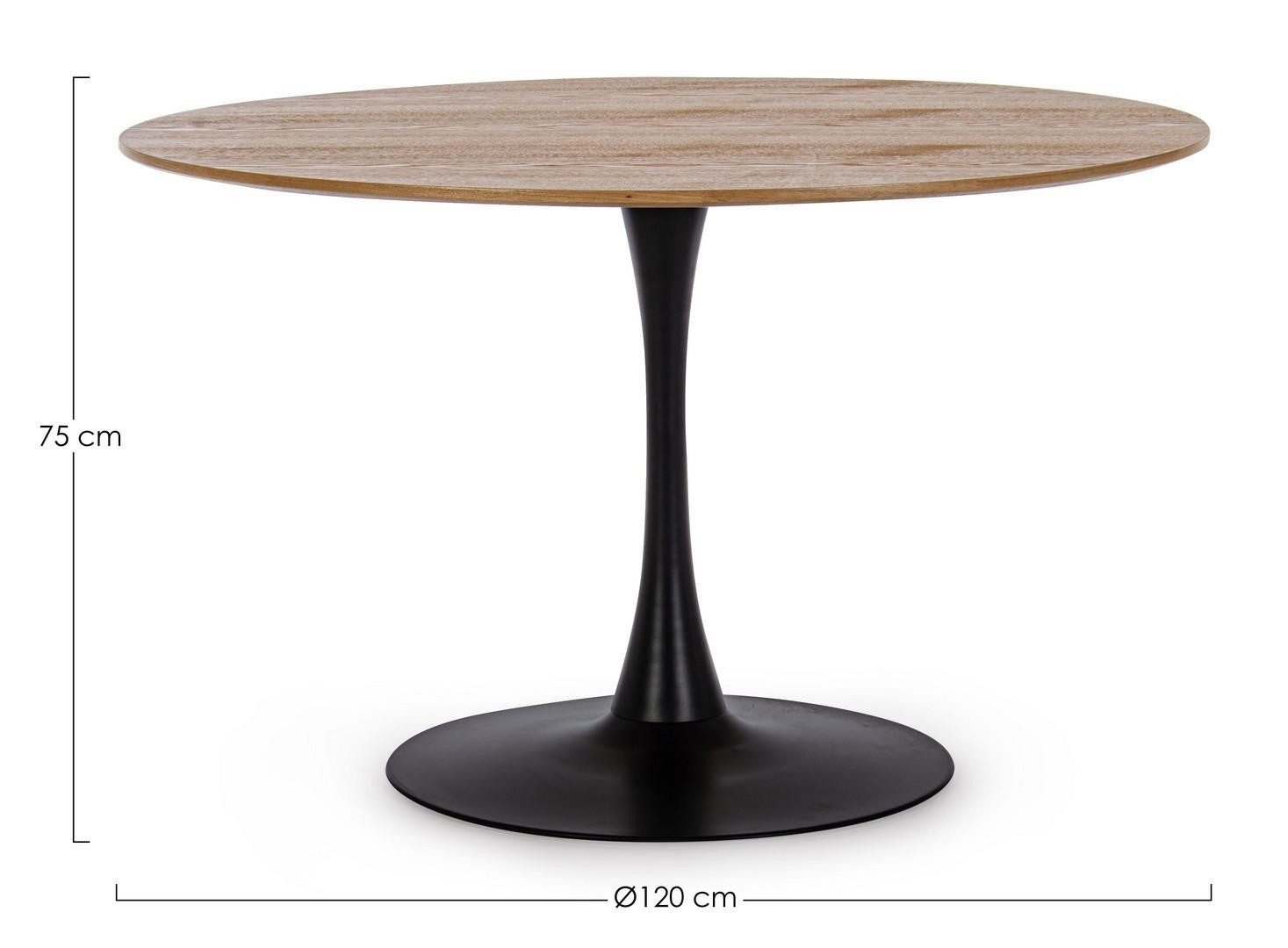 Natur24 Esstisch Bloom Tisch 120 x 120 x 75 cm Stahl MDF Schwarz Braun