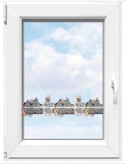 St), (1 Plauen, Stickereien "Winter" halbtransparent, Scheibengardine Stangendurchzug Fensterdekoration Winter,