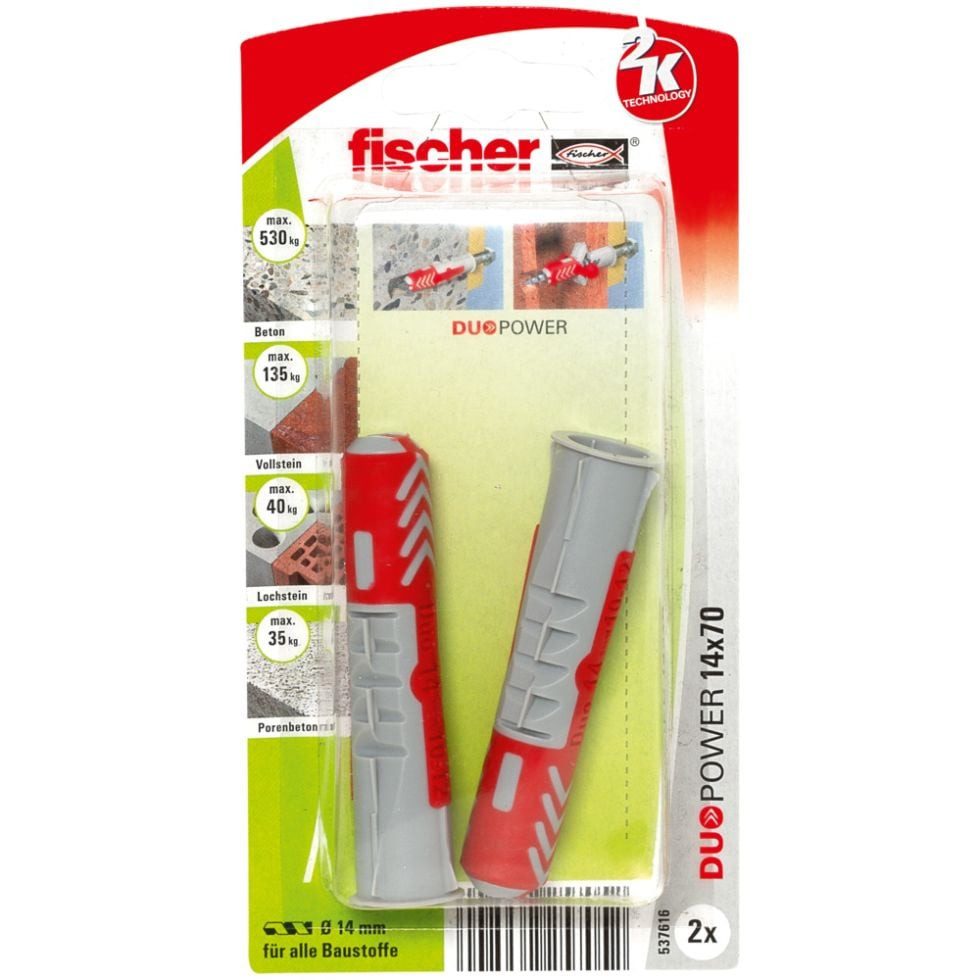 fischer Schrauben- und Dübel-Set Fischer Dübel Duopower 14.0 x 70 mm - 2 Stück