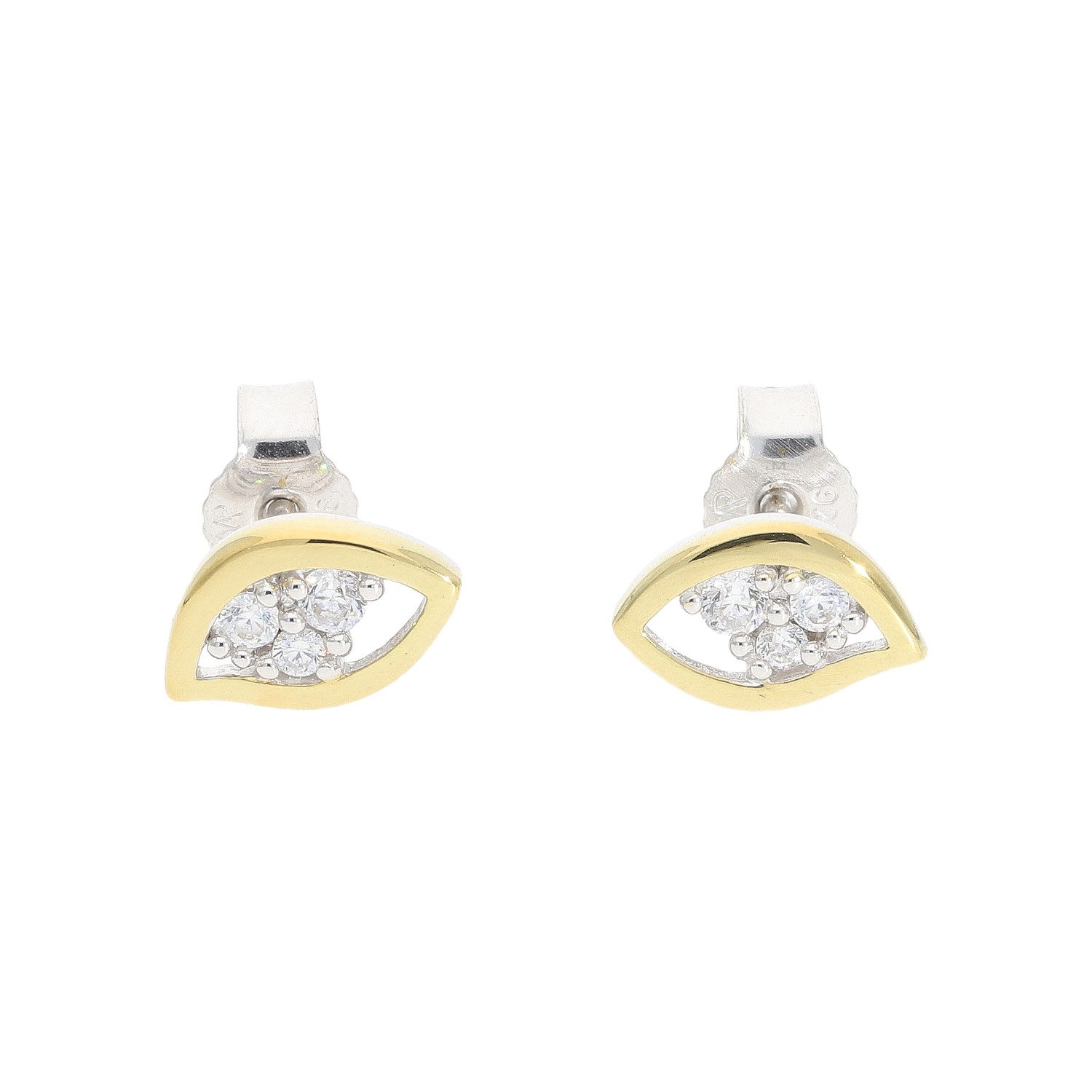 JuwelmaLux Paar Ohrstecker Ohrstecker Silber 925 Gold plattiert Zirkonia JL20-06-1395 JuwelmaLux (kein Set, 2-tlg., inkl. edelm Schmucketui)