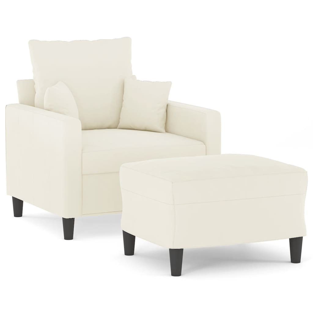 vidaXL Sofa Sessel mit Hocker Creme günstig online kaufen