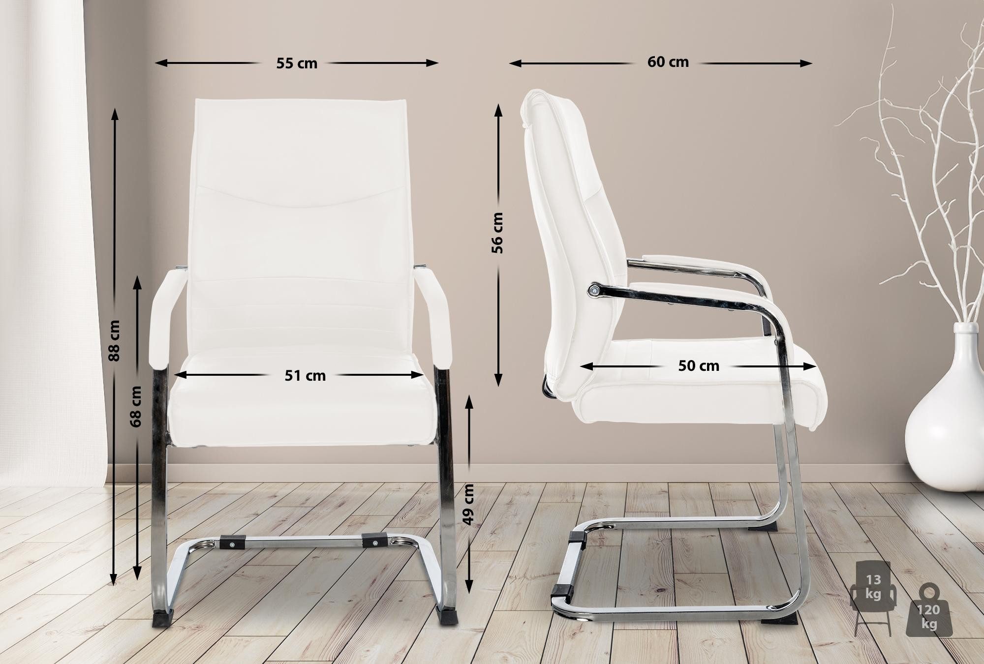 TPFLiving Besucherstuhl Haarlem (Freischwinger mit Polsterung und ergonomis günstig online kaufen