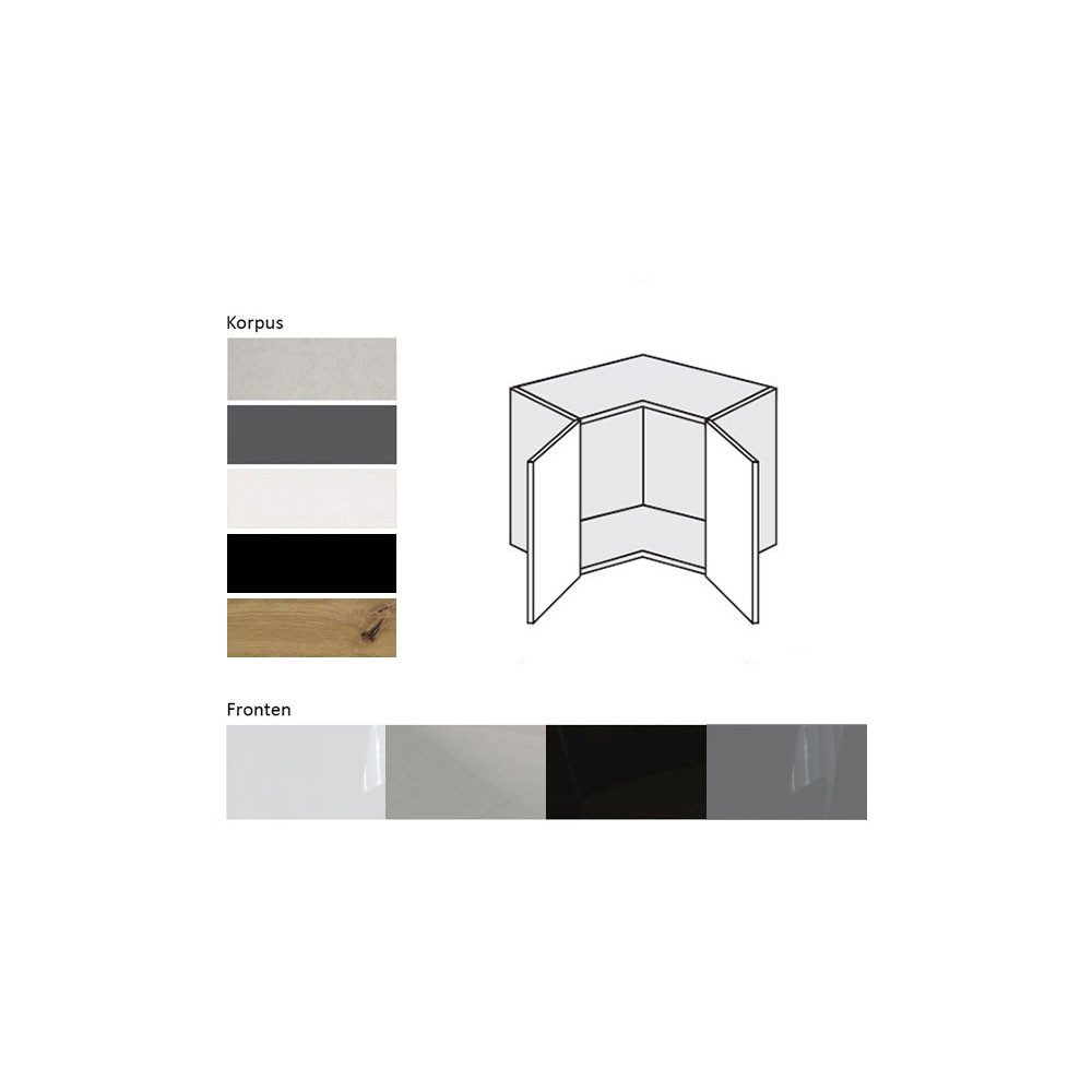 Feldmann-Wohnen Klapphängeschrank Essen (W12/60/36, 2-türig, innen 1 Fach, 1-St., moderne Optik, lackierte Fronten) 60x60x36cm schwarz - schwarz Hochglanz (ES-W12/60/36)