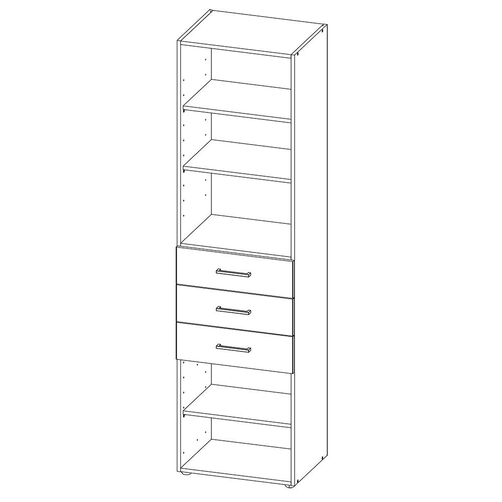 Lomadox Regal MIAMI-43, graphit, 3 Schubladen, günstig online kaufen