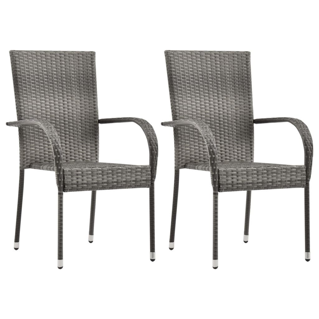 vidaXL Garten-Essgruppe, 3-tlg. Gartengarnitur Poly Rattan Grau