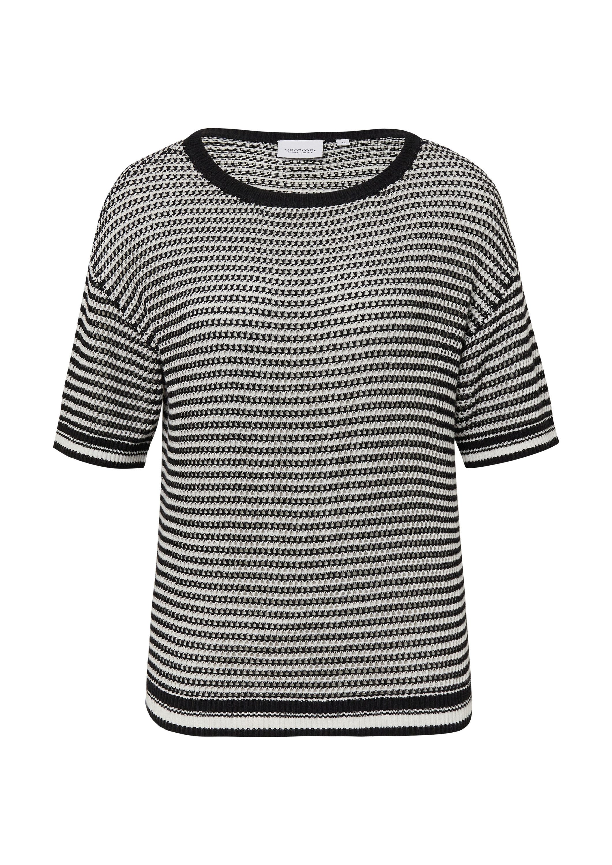 comma Kurzarmpullover Strickpullover Kurzarm-Pullover aus luftigem Ajourstr günstig online kaufen
