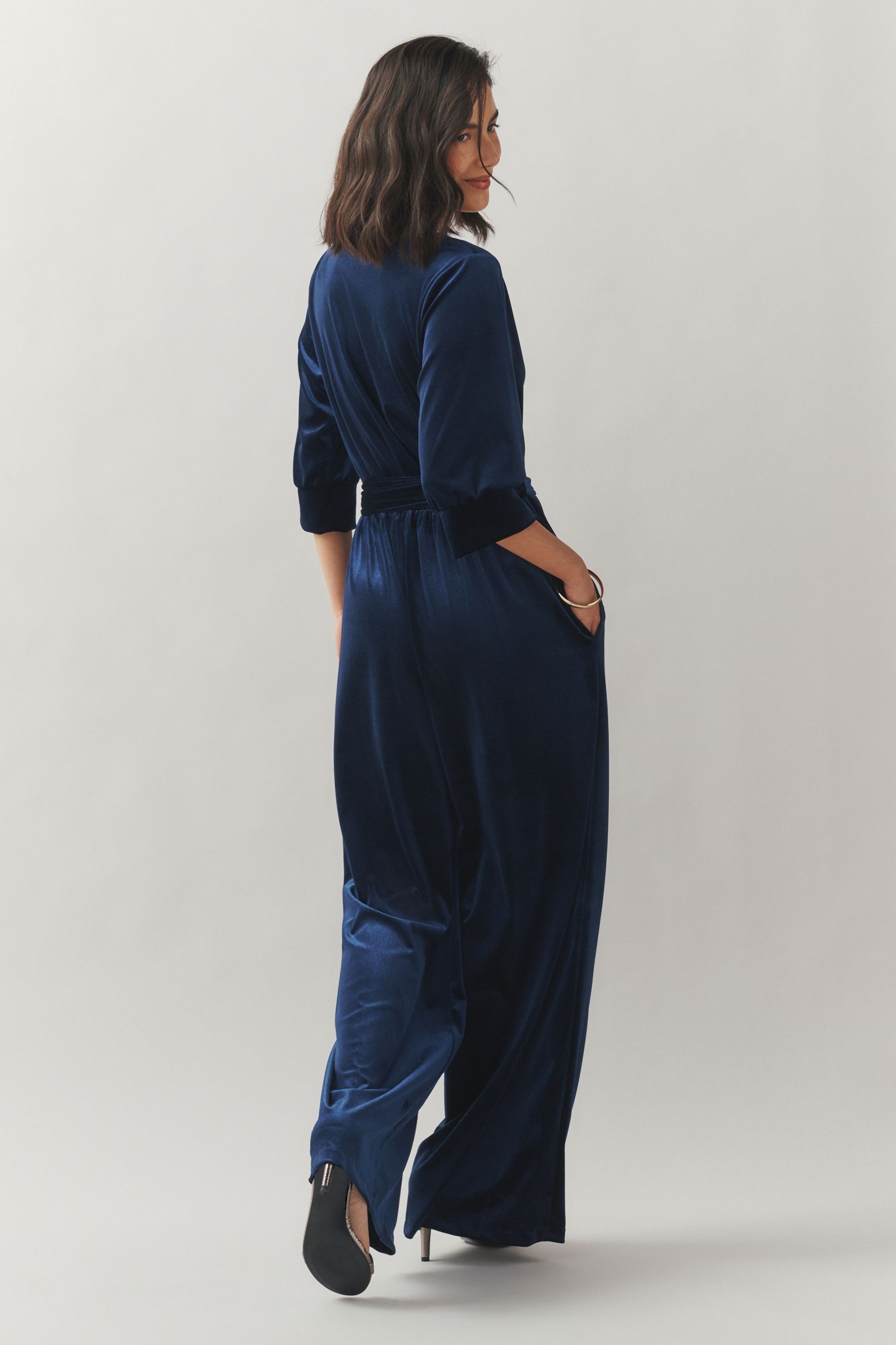 LAURA ASHLEY Jumpsuit Laura Ashley Party-Jumpsuit aus Samt + weitem Bein (1 günstig online kaufen