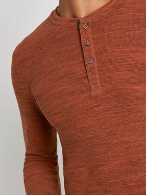 TOM TAILOR T-Shirt Henley-Langarmshirt mit Waffelstruktur