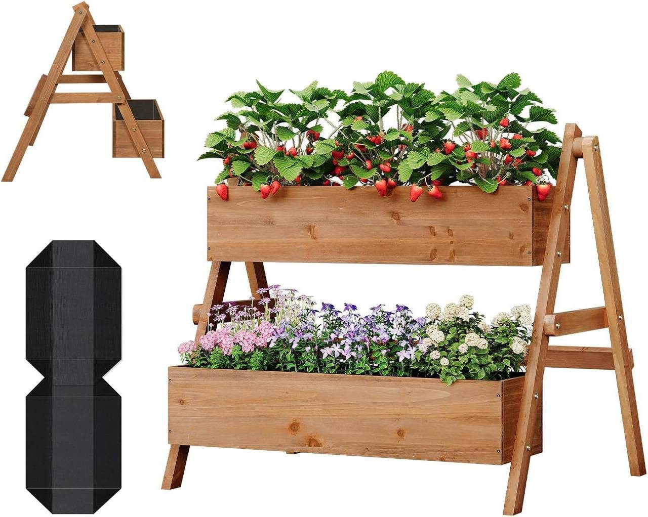 Woltu Hochbeet (1 St), Gemüsebeet Kräuterbeet Pflanzbeet, mit Innenvlies