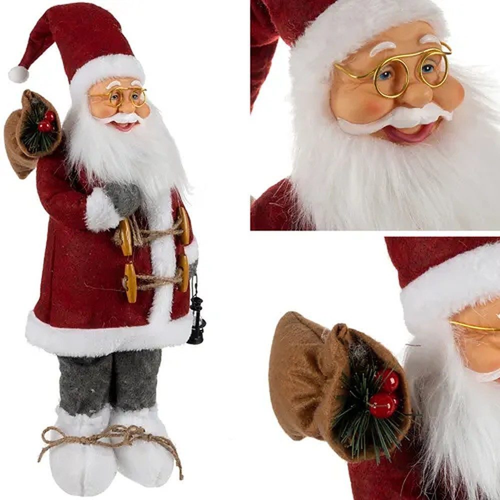 Ruhhy Weihnachtsmann Nikolausfigur Dekofigur (Spar-Set, 1 St., 45x20x15cm standfest), goldene Brille, formbare Arme & Mütze, mit Laterne