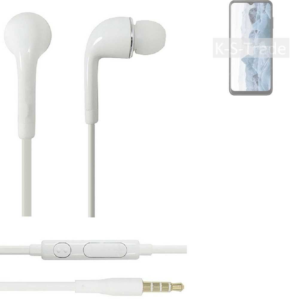 K-S-Trade für Nokia G60 5G In-Ear-Kopfhörer (Kopfhörer Headset mit Mikrofon u Lautstärkeregler weiß 3,5mm) | In-Ear-Kopfhörer