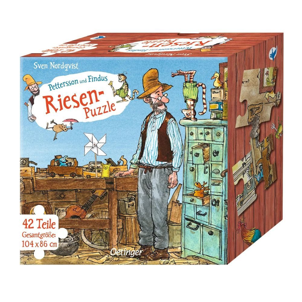 Oetinger Puzzle Pettersson und Findus. Riesen-Puzzle. Petterssons Tischlerschuppen...., 42 Puzzleteile