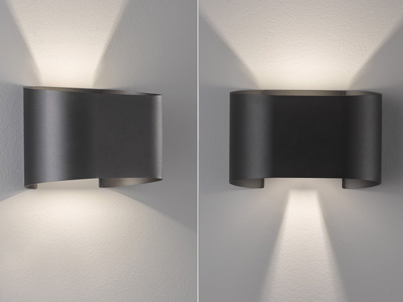 FISCHER & HONSEL LED Außen-Wandleuchte, IP 44, Lichtwinkel einstellbar, LED fest integriert, Warmweiß, 2er SET Außenleuchten 18x12cm & Wand-Beleuchtung Innen Treppen-Haus