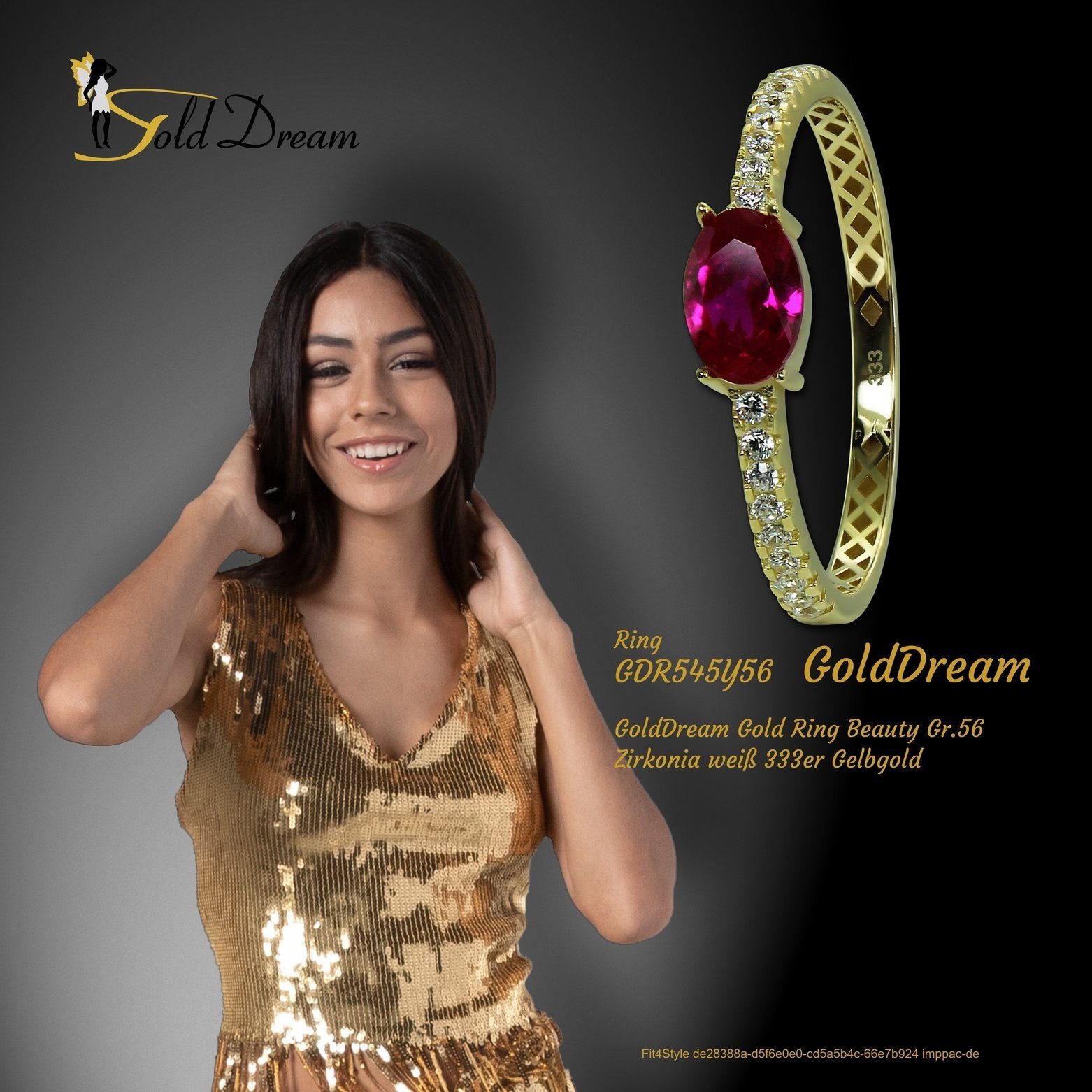 pink Beauty Ring Gold - 8 Gr.56 GoldDream (Fingerring), Karat, Gelbgold GoldDream Goldring Beauty Farbe: Damen 333 gold, weiß, Ring
