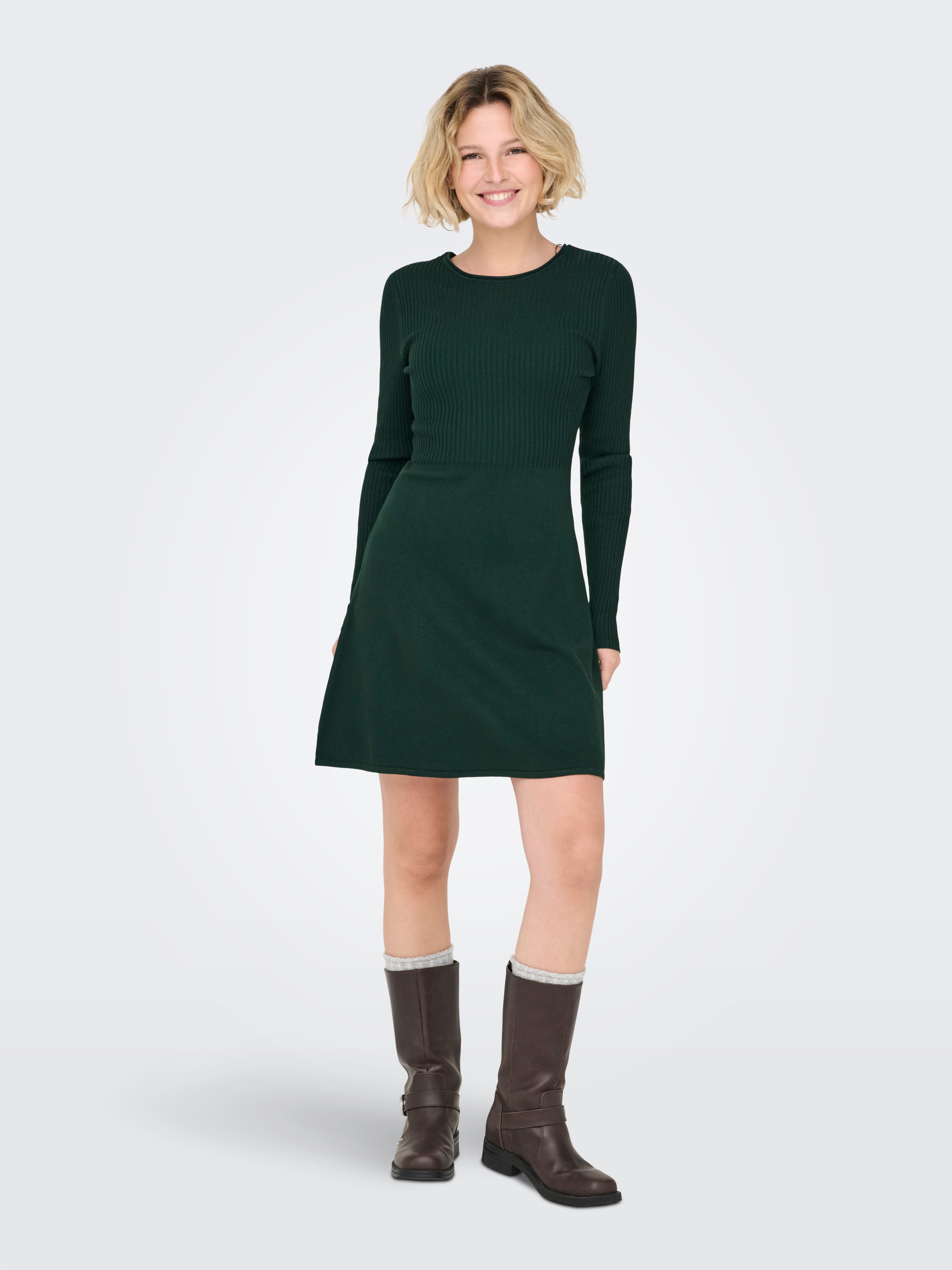 ONLY Minikleid ONLMISTY LIFE LS O-NECK RIB DRES EX KNT Viskosemischung, regular fit, Rundhals – Bild 4 von 5