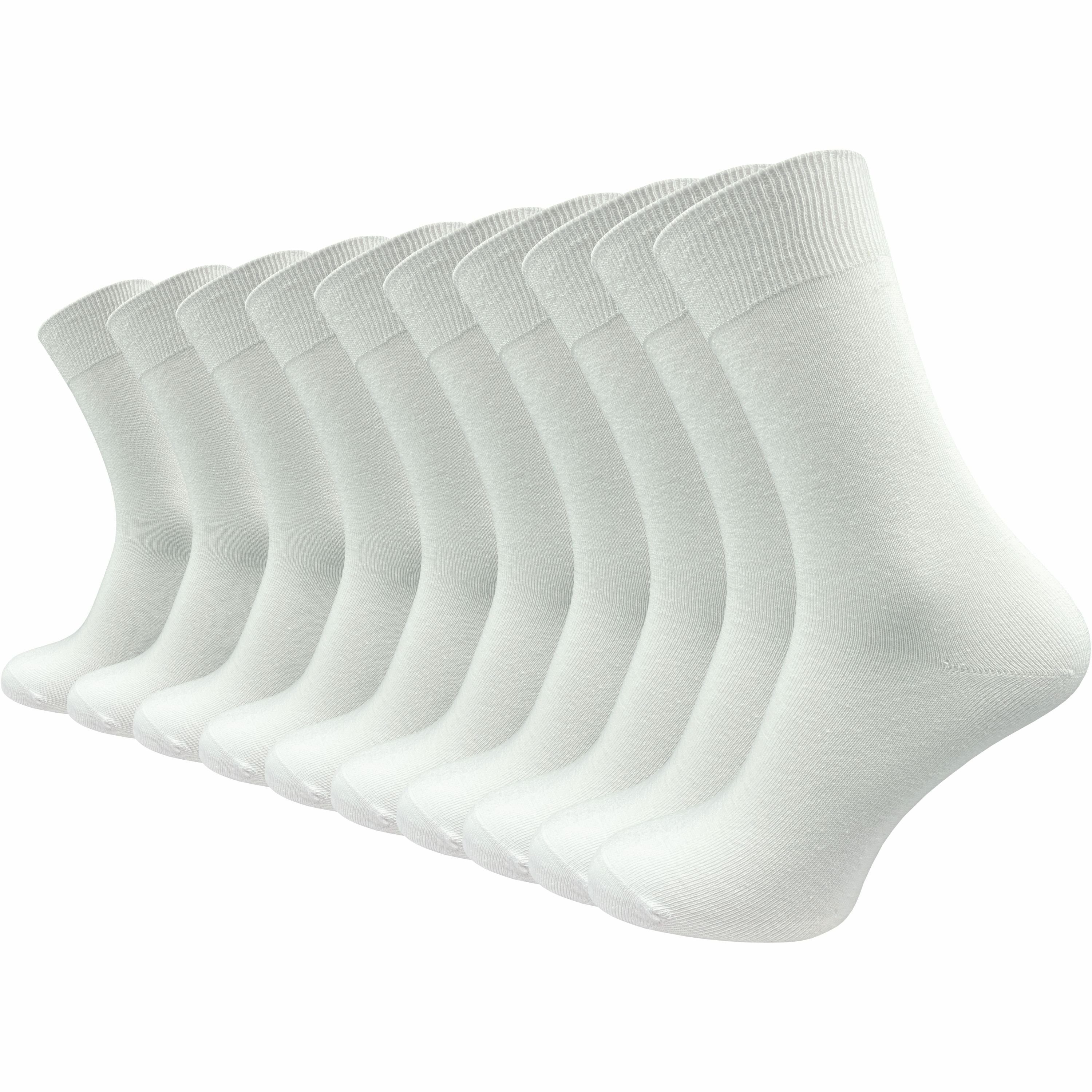 GAWILO Socken für Damen und Herren aus 100% Baumwolle, Business und Freizeit (10 Paar) mit venenfreundlichem Komfortbund Weiß