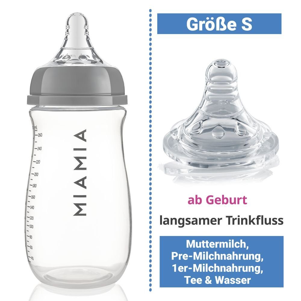PP-Flaschen, 3 PP-Flaschen Starter-Set, Trinksauger, Bürste Babyflasche MiaMia