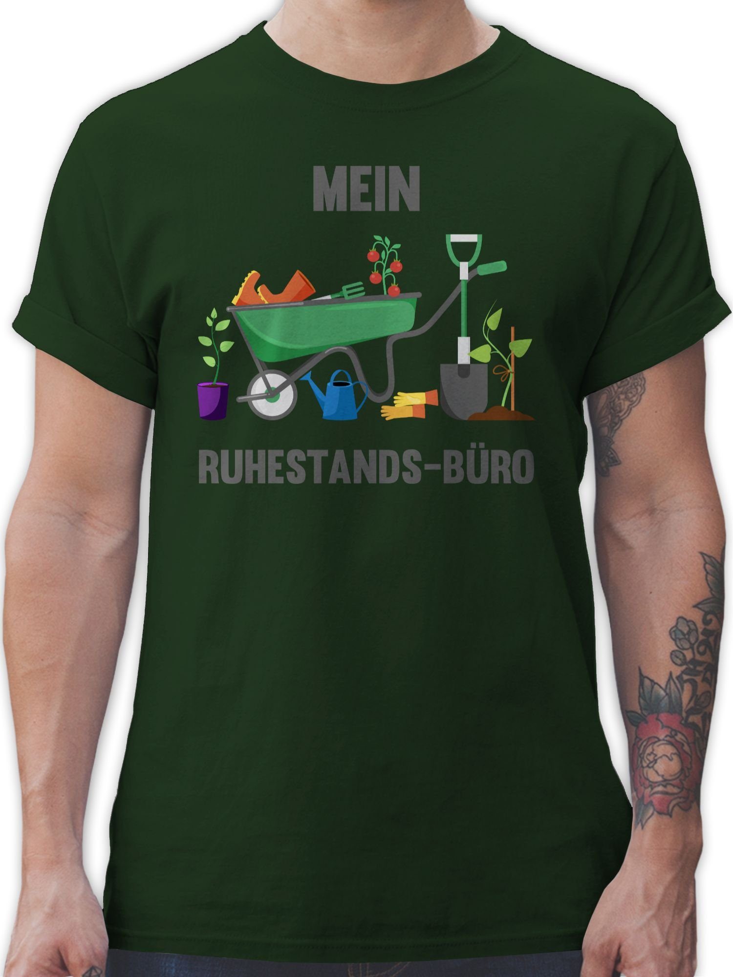 Shirtracer T-Shirt Mein Ruhestands-Büro - Garten Gartenarbeit Gärtnern Hobby Outfit 01 Dunkelgrün