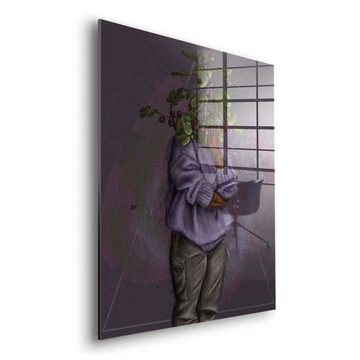 DOTCOMCANVAS® Acrylglasbild Purple Flower Head - Acrylglas, Acrylglasbild Purple Flower Head schwarz lila Wandbild Kunstdruck