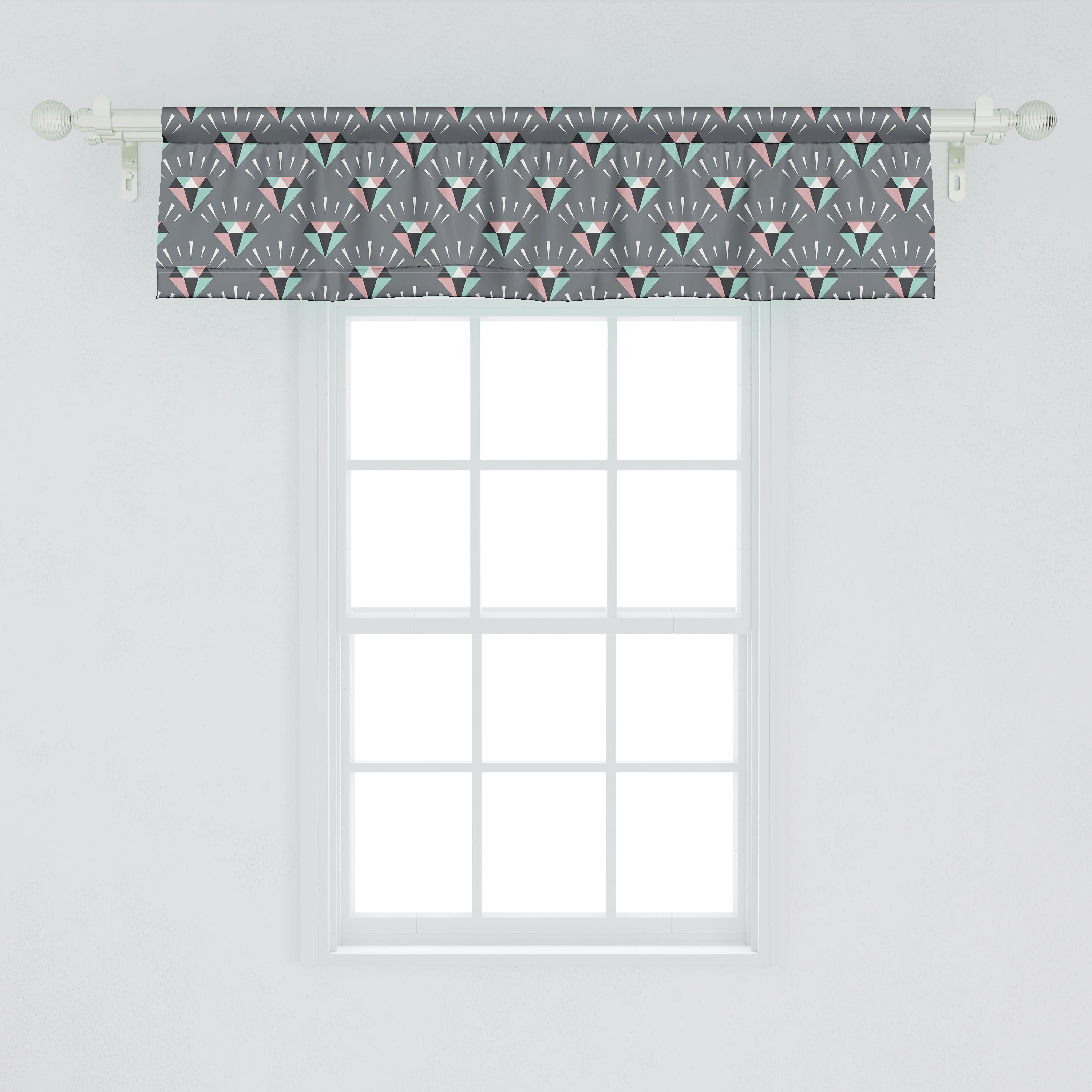 Vorhang Abakuhaus, Dekor Geometrisch Stangentasche, Microfaser, mit Gem Küche Kunst Designs Schlafzimmer Scheibengardine für Farbige Volant