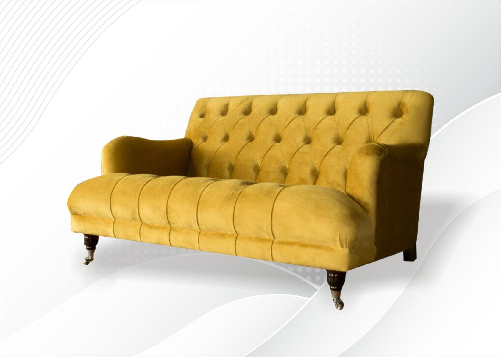 JVmoebel Chesterfield-Sofa, Sofa Couch Chesterfield Grau Polster Stoff Textil Modern Sofa