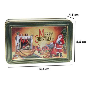 POWERHAUS24 Keksdose Mini-Blechdose Merry Christmas 13,5 x 8,5 cm, Blech, (Spar-Set)