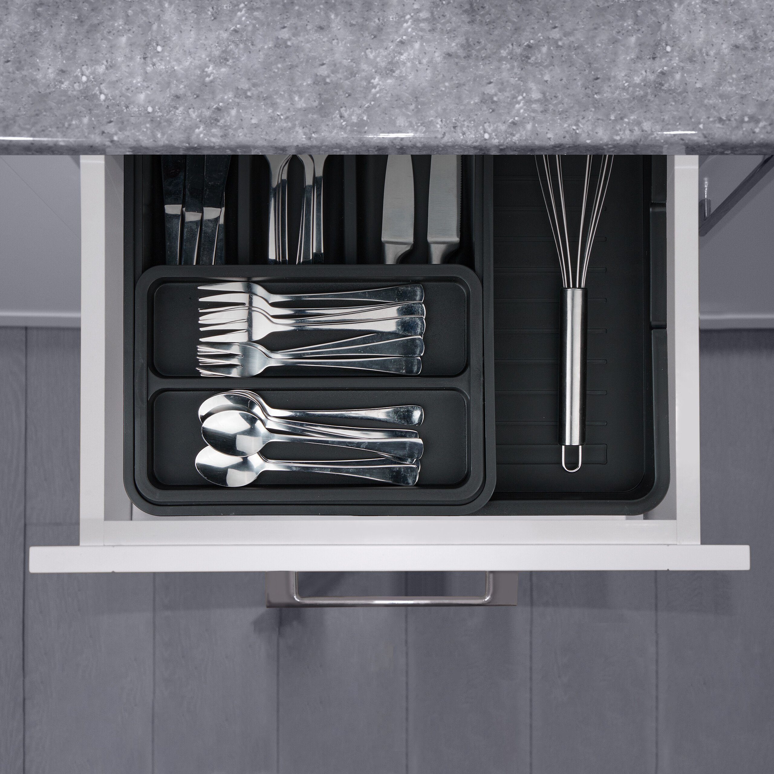 relaxdays Besteckkasten Ausziehbarer Besteckkasten in Schwarz günstig online kaufen