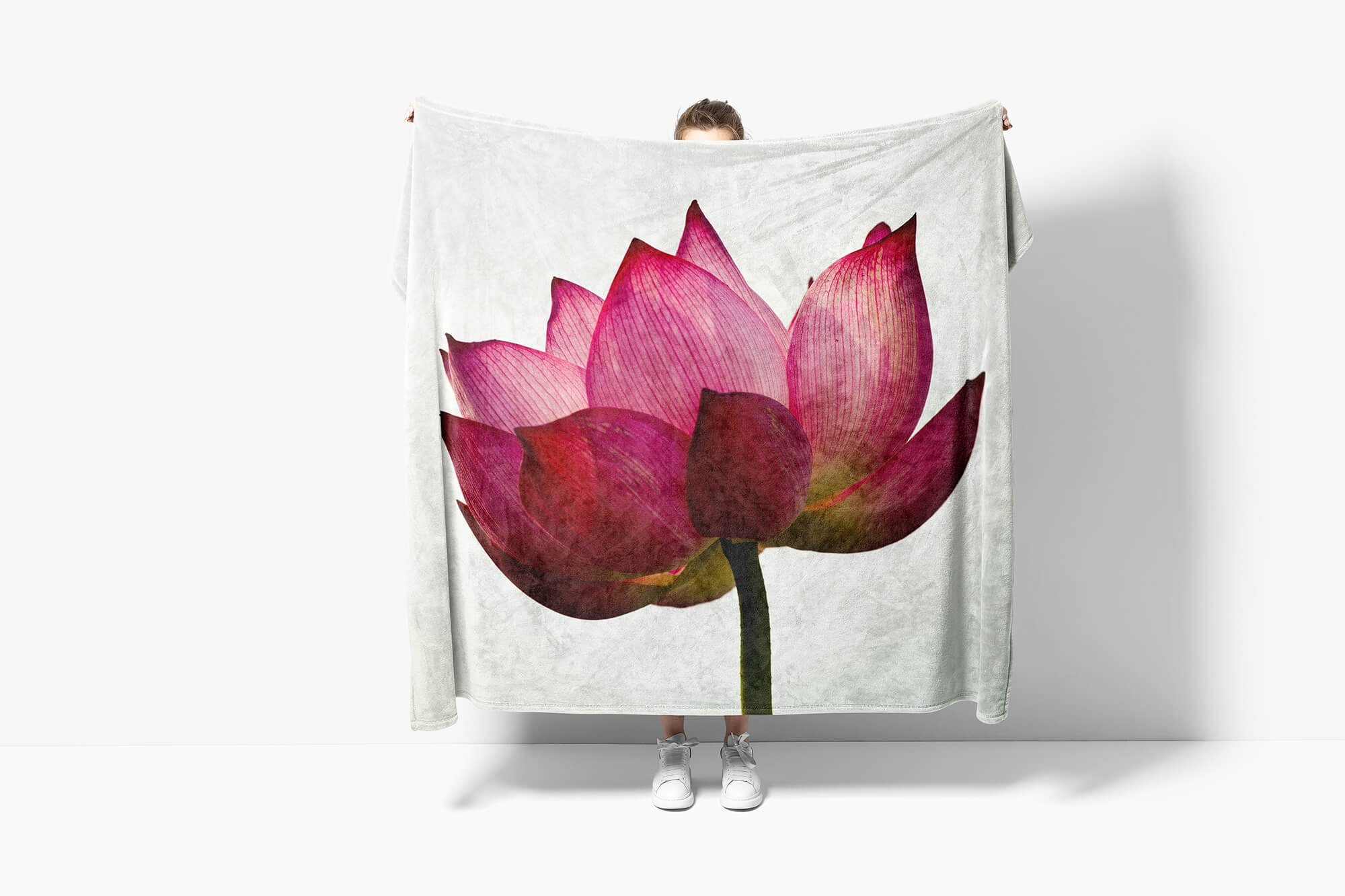 Blüte Fotoku, Baumwolle-Polyester-Mix Blume Art Sinus Saunatuch mit Strandhandtuch Fotomotiv Handtücher Kuscheldecke (1-St), Handtuch Handtuch